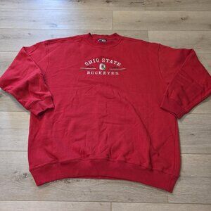 Ohio State Buckeyes Embroider Oversize Red Sweatshirt Crable Sports Sz XL READ